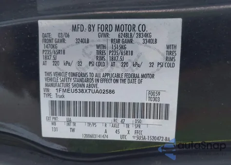 2007 Ford Explorer Sport Trac Limited z USA, uszkodzony, nr VIN 1FMEU538X7UA02586